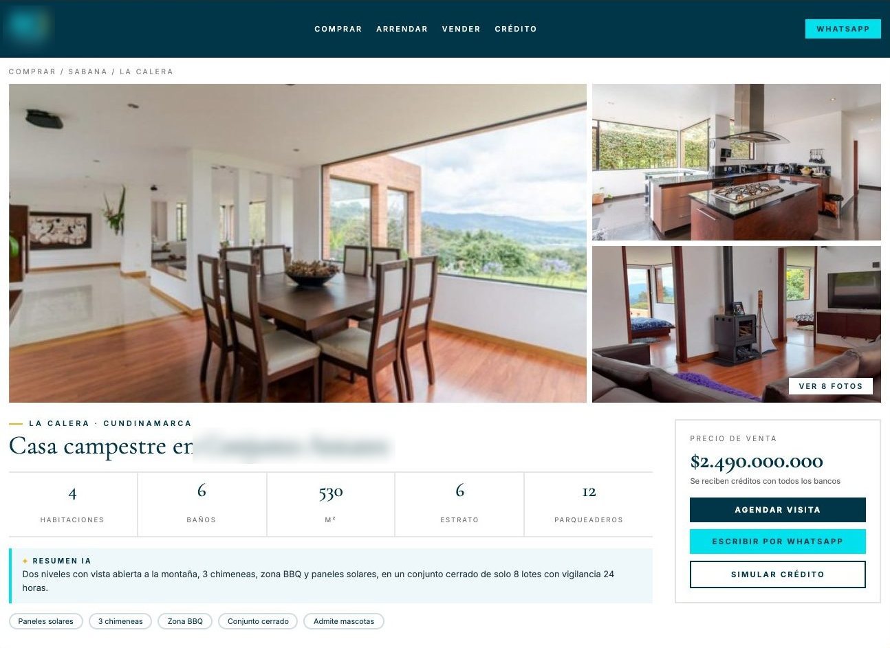 Real estate website redesign — property page