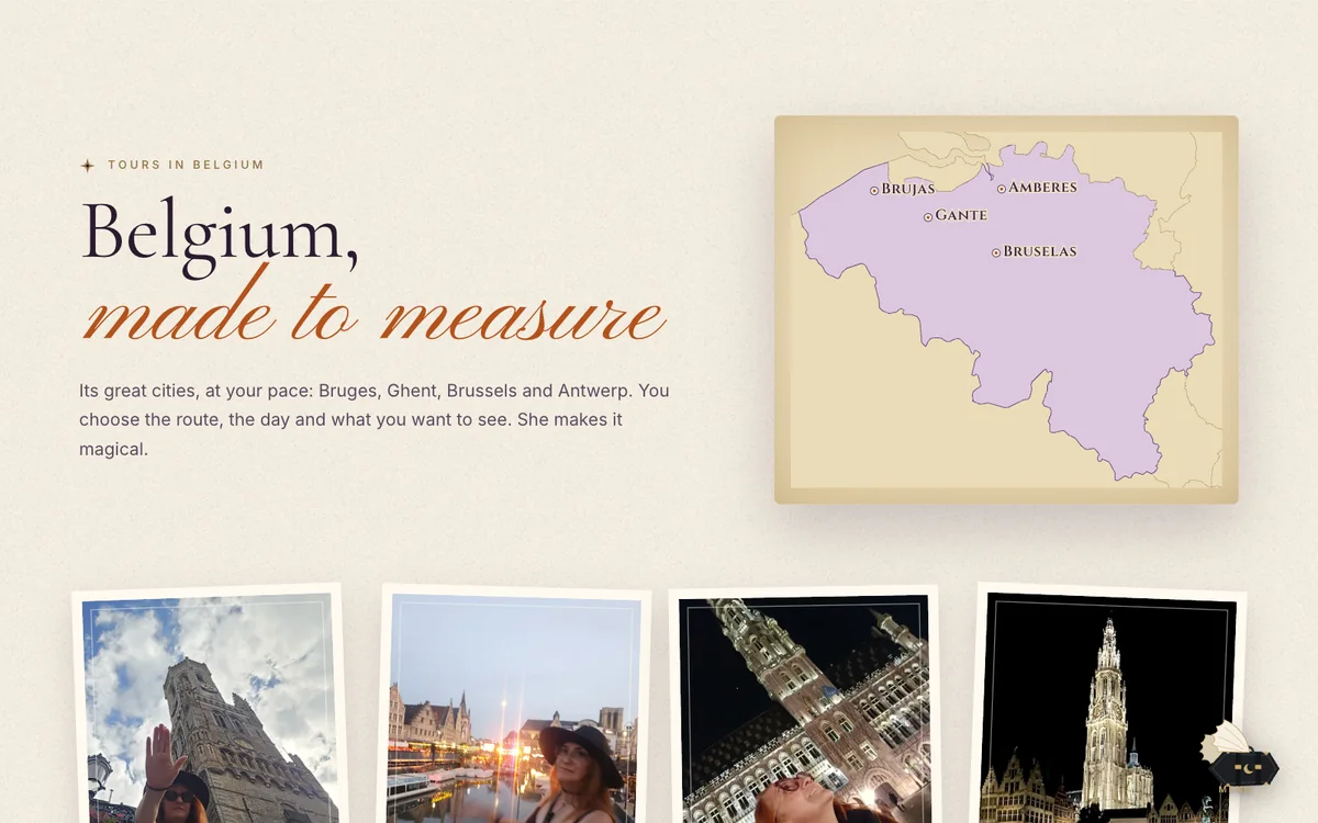 Tours in Belgium with the Belgium map and postcards