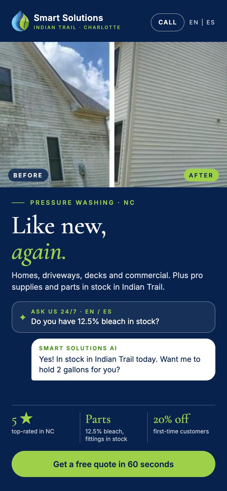 Smart Solutions USA website on a phone