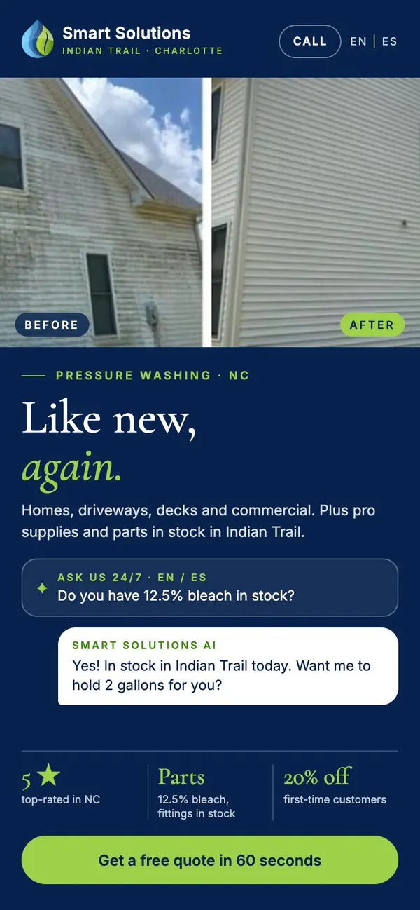 Smart Solutions USA website on a phone