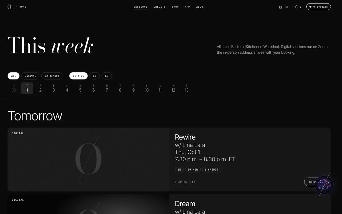 Yoguinna weekly sessions planner